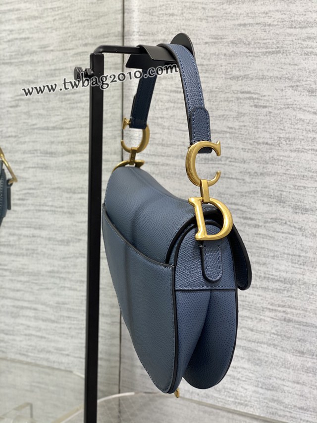 Dior专柜新款迪奥顶级原单原厂皮复古蓝小号经典马鞍包 djfk1077